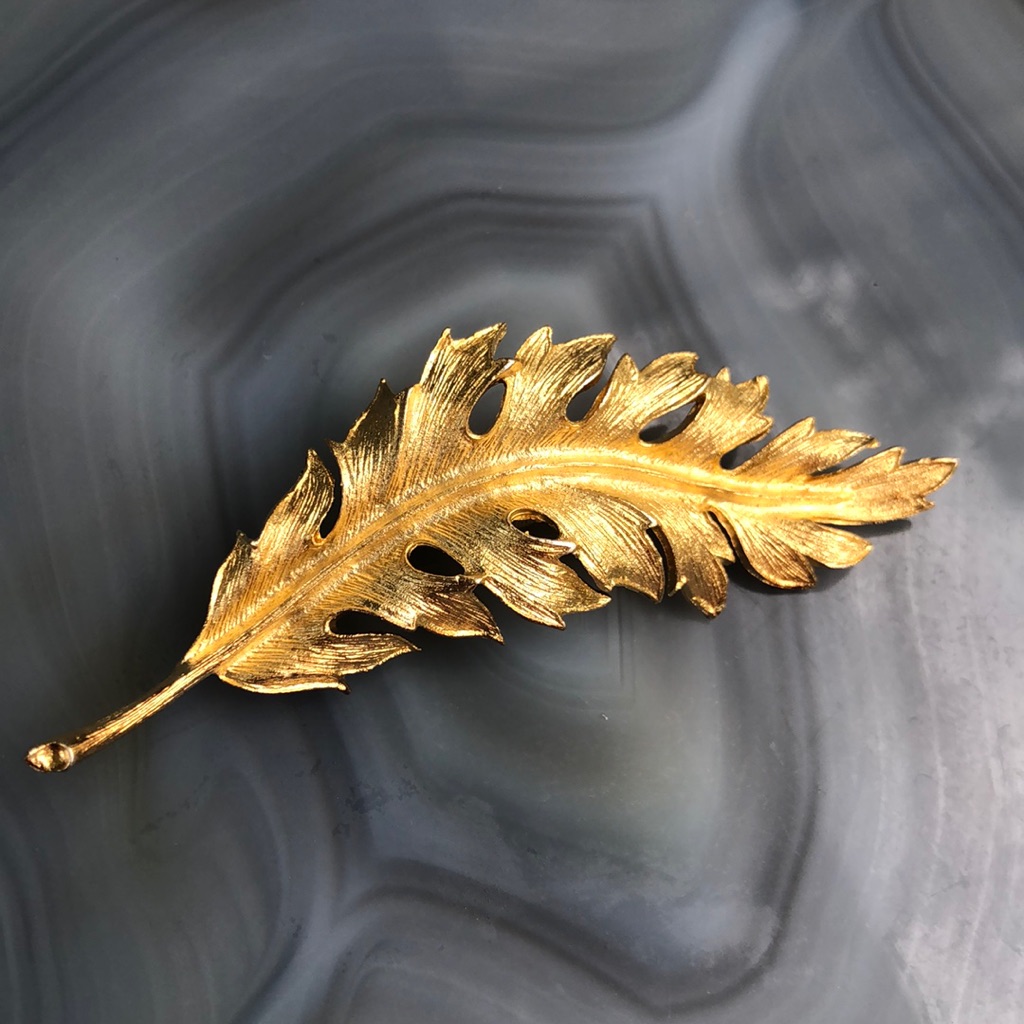 Vintage Coro Signed Leaf Brooch